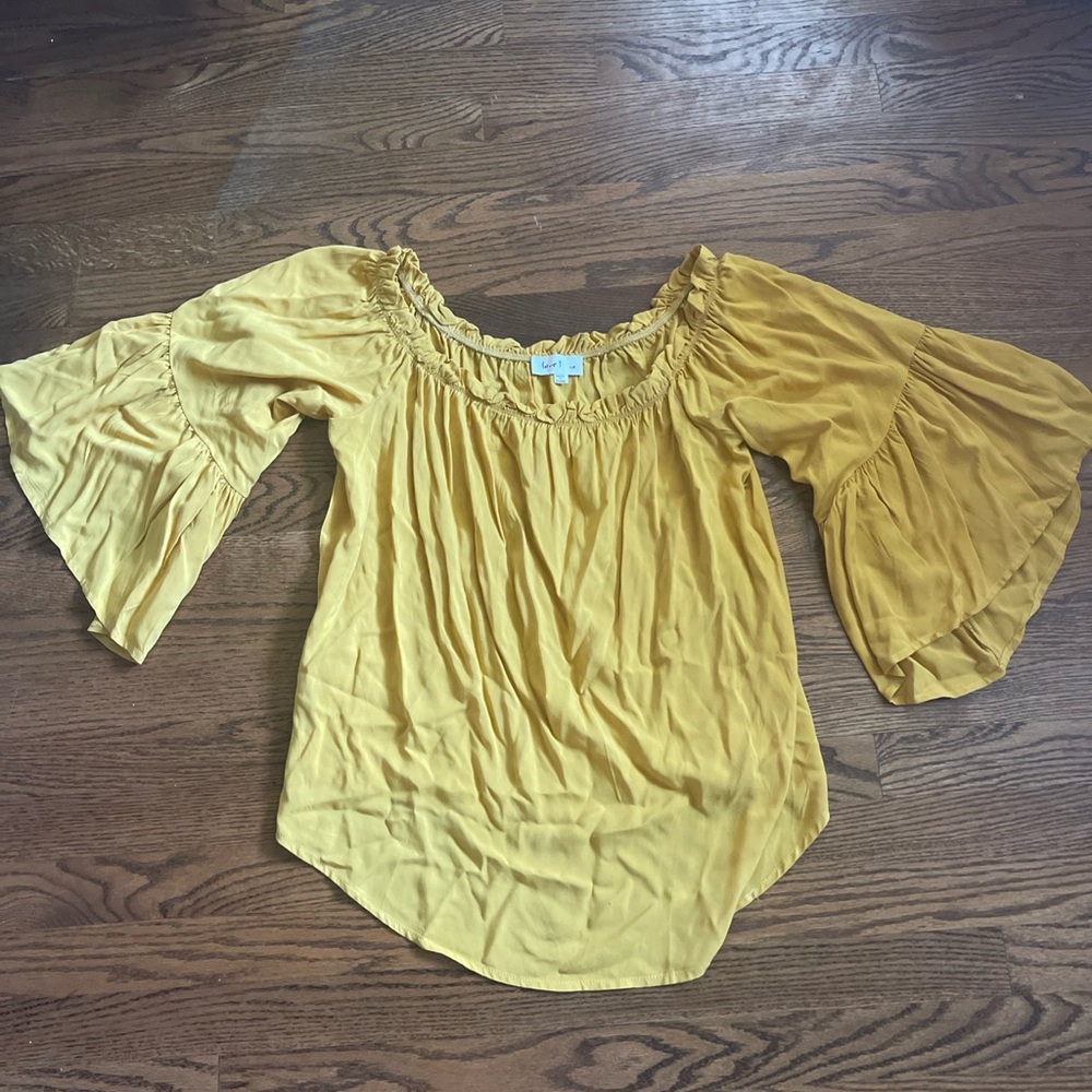 Love J Yellow Ruffled Blouse